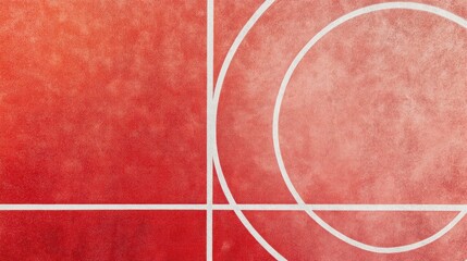 Fototapeta premium Red basketball court markings overhead view.