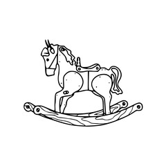 classic wooden rocking horse line art