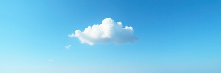 Fototapeta premium A lone cloud floats gently on the blue expanse of a clear sky, sky cloud, serene