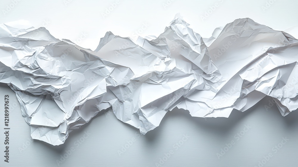 Poster crumpled paper texture background on a white surface creating a chaotic and artistic visual effect