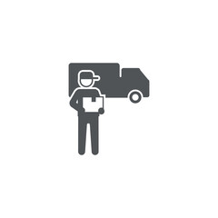 vector illustration of flat design of parcel delivery by car.