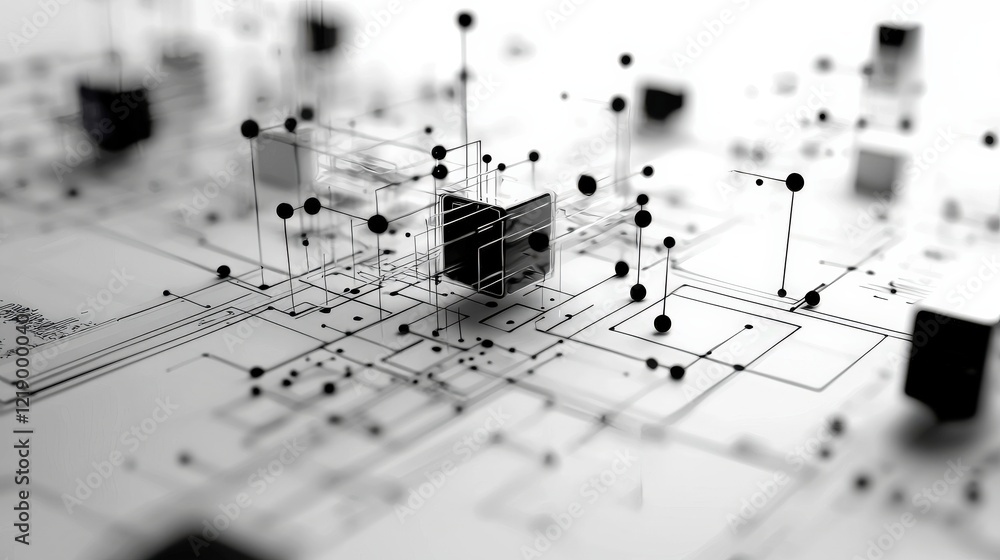 Poster abstract technology network with geometric elements
