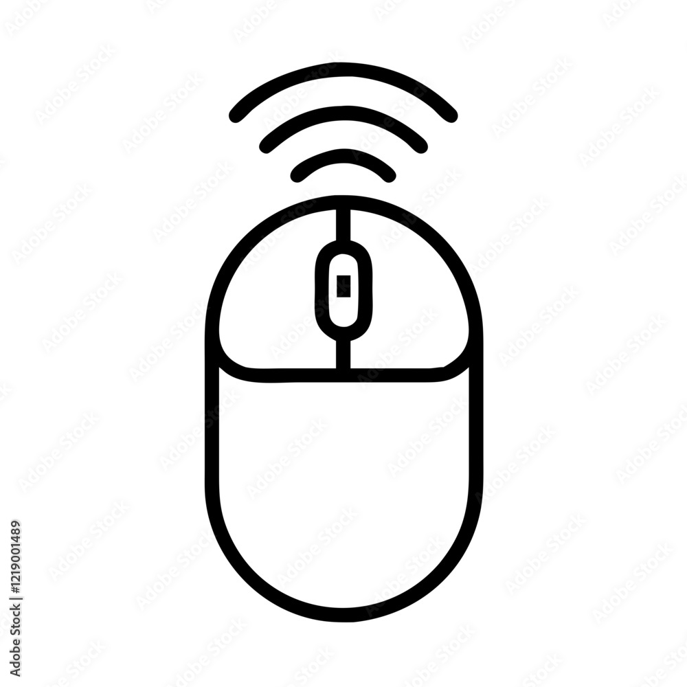Aufkleber wireless computer mouse with signal waves representing technology and connectivity.