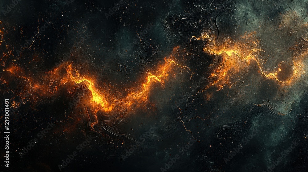 Poster fire and smoke background with dynamic flames and dark gray haze for visual effects and design proje