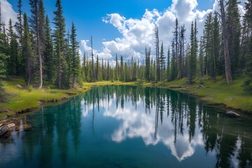 Fototapeta premium lake in the forest, Generative AI