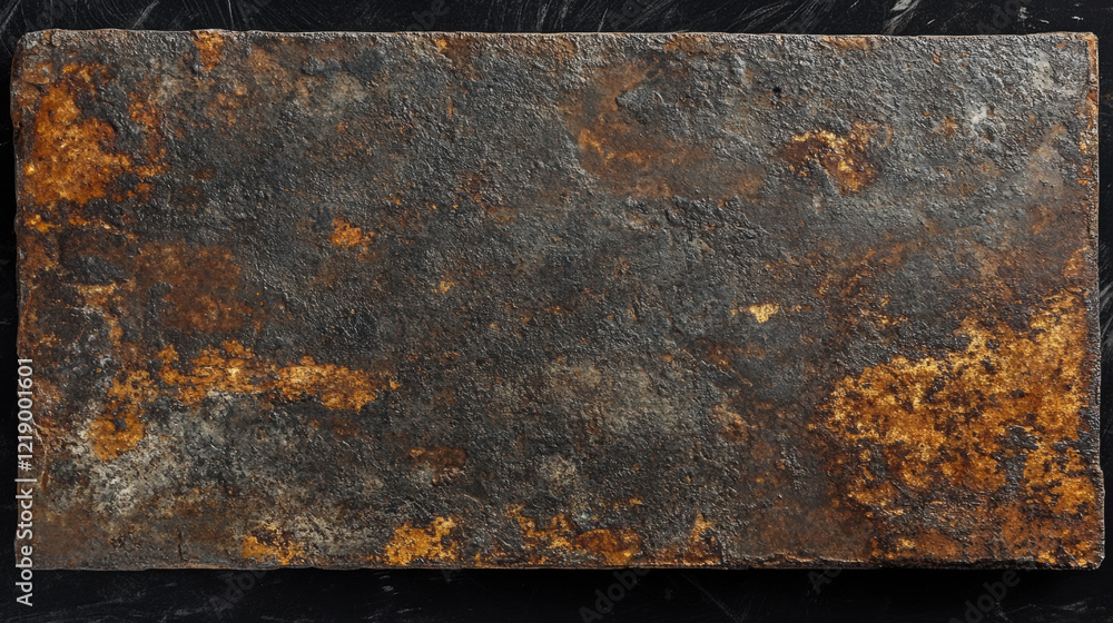 Poster texture of weathered metal with rust and patina, highlighting the aging process and unique surface p