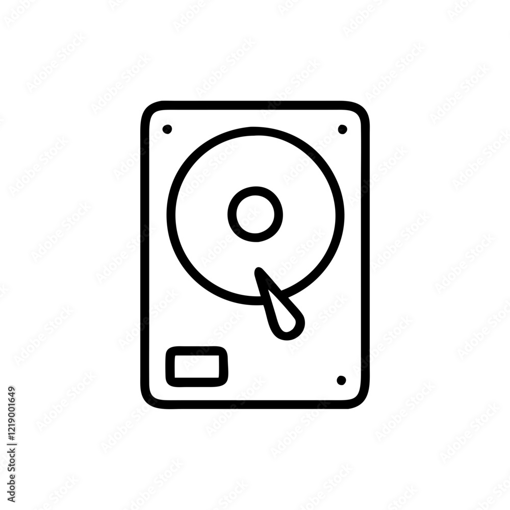 Poster simple black vector icon of a hard drive for data storage