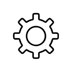 simple black cogwheel icon representing settings 