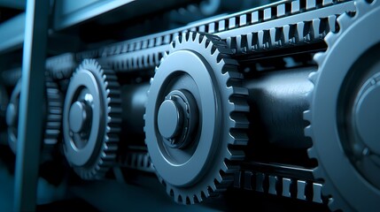A close-up of interlocking gears in a mechanical system, showcasing precision engineering and industrial design.
