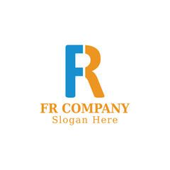 FR letter logo with blue and yellow. creative letter FR logo design vector template. suitable for any industry