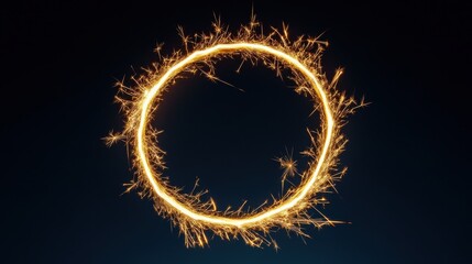 Sparkler Circle of Light: A mesmerizing circular frame crafted from fiery sparkler trails against a deep blue backdrop. Perfect for celebratory or mystical designs. 