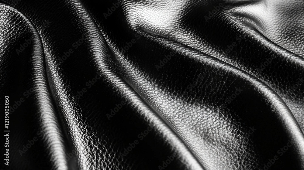 Aufkleber close-up of black leather texture showing fine grain and smooth surface for design and background us