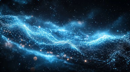 Fototapeta premium Abstract blue nebula, cosmic waves, digital art, background