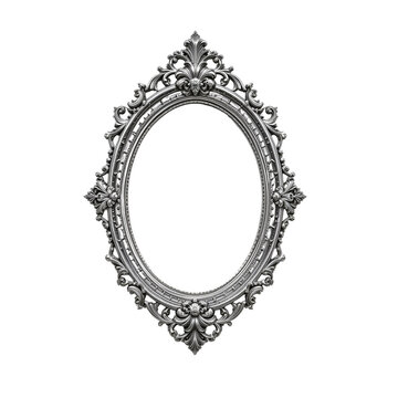 Elegant silver oval frame with ornate