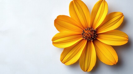 Obraz premium Yellow flower on white background, close-up, simple, copy space