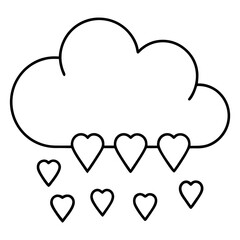 Love Cloud Raining Hearts Minimal Vector Line Art