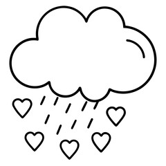 Love Cloud Raining Hearts Minimal Vector Line Art