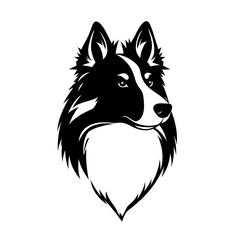 Naklejka premium Border collie dog illustration icon, black silhouette vector