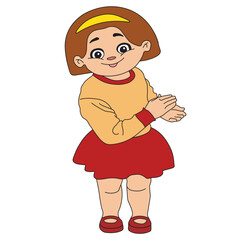 girl. Cheerful Little Girl Clapping with Joy Happy Childhood Vector Illustration.