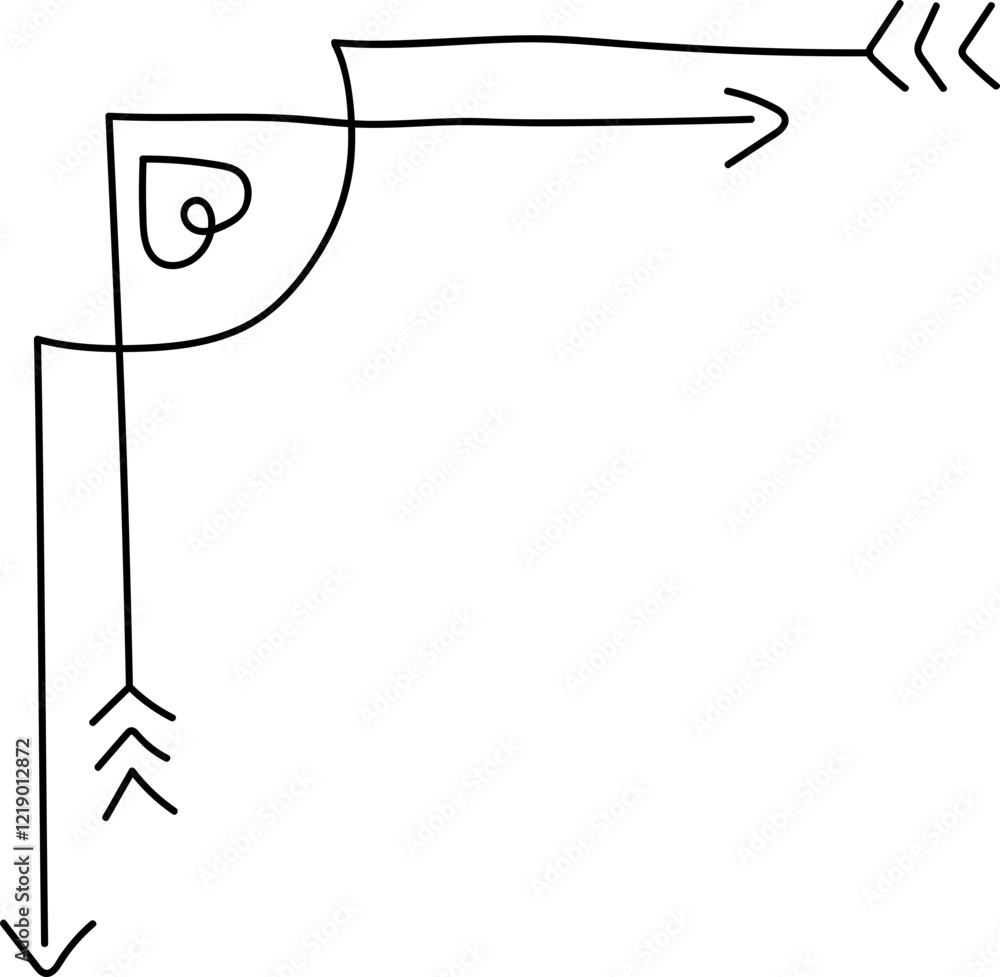 Poster abstract line art design with arrows doodle frame line