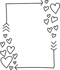 Heart-themed decorative frame design doodle frame line