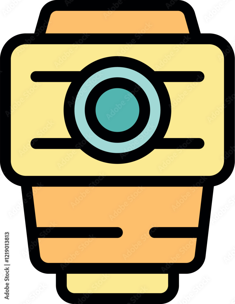 Poster smart watch displaying camera app icon, symbolizing wearable technology for photography and mobile i