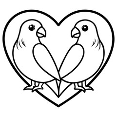 Lovebirds Outline Vector Artwork