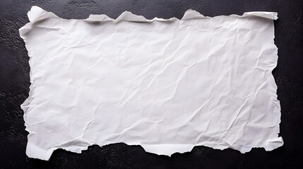 Crinkled White Paper Texture on Dark Background