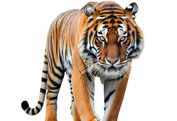 Fototapeta premium Majestic Tiger Standing Tall with Striking Stripes on Clear Transparent Background 