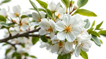 Fototapeta premium Blooming Apple Tree Branch - White Flowers - Spring Floral Photography - High Resolution