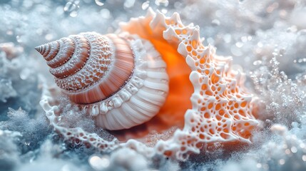 Stunning Detailed Seashell in Ocean Foam AI Art