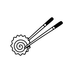 a line art drawing of a asian food chopstick illustration