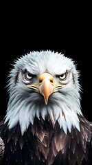 Obraz premium Majestic Bald Eagle Portrait Closeup Dark Background Bird of Prey