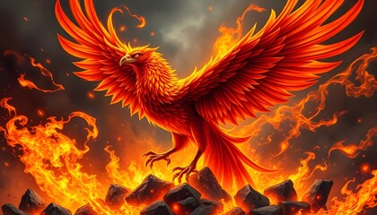 Obraz premium Majestic Phoenix: Reborn from Ashes