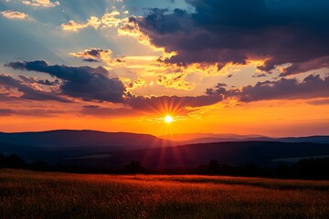 sunset in the mountains, Generative AI	