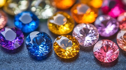 Vibrant Gemstones Collection: Closeup of Colorful Precious and Semi-Precious Stones