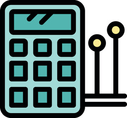 Calculator with increasing graph bars showing positive financial results