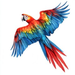 Obraz premium Scarlet Macaw in Flight A Vivid Watercolor Painting