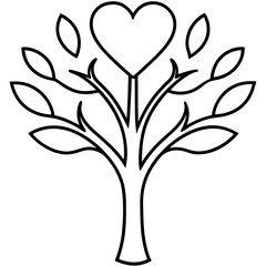 Minimal Line Art of a Tree of Love