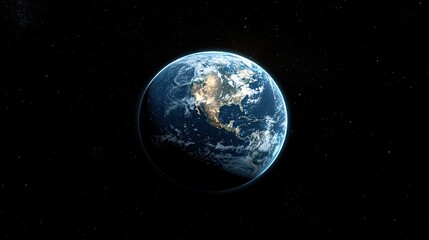 Fototapeta premium A 3D render of Planet Earth from space at night