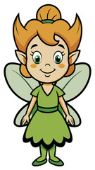 Fairy isolated black outline vector illustration, transparent background