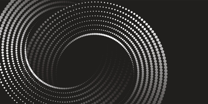 3D techno abstract background overlap layer on dark space with glowing white circles shape decoration. Modern graphic design element lines style concept for banner, flyer, card abstract