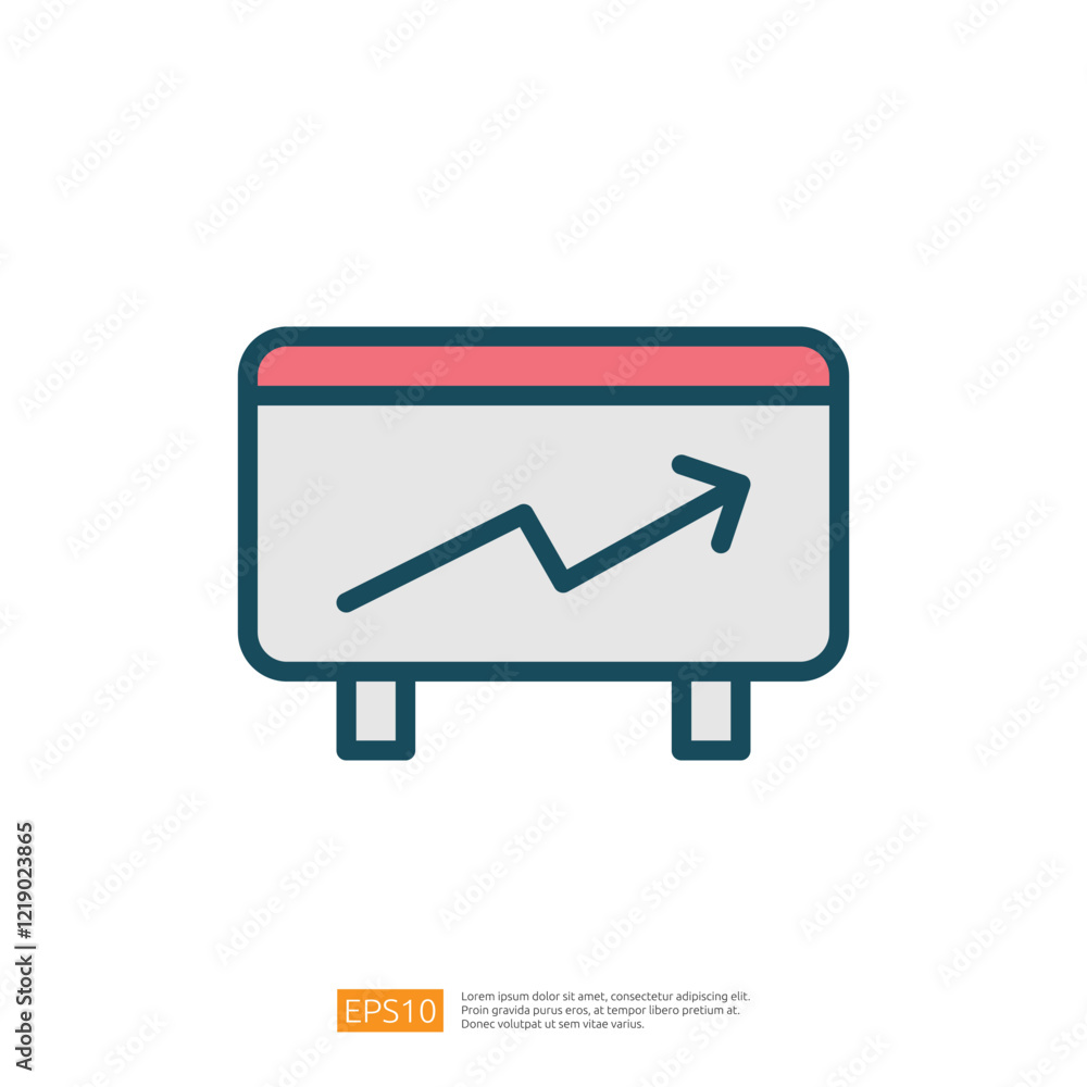 Aufkleber a simple line graph on a rectangular board, illustrating an upward trend, often used in business pre