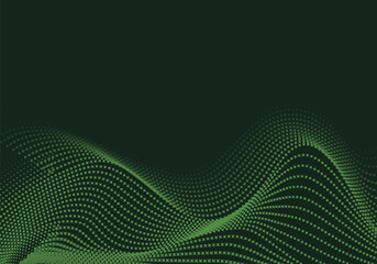 Dark green abstract background with star pattern forming futuristic waves. Suitable for modern designs, wallpapers, banners and creative graphic projects