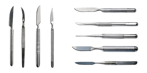 Precision Surgical Tools for Medical and Art Use, PNG collection, set bundle, isolate on transparent or white background