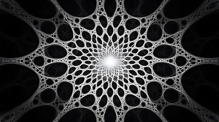 Intricate Fractal Design Featuring Repeating Patterns in a Stunning Black and White Color Scheme, Perfect for Backgrounds and Graphic Projects