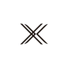 Letter X lines geometric symbol simple logo vector