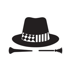  Hats and Noisemaker vector, silhouette, illustration