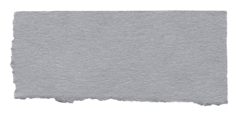 Isolated cut out torn piece of blank grey gray paper note cardboard with texture and copy space for text, transparent png background design element