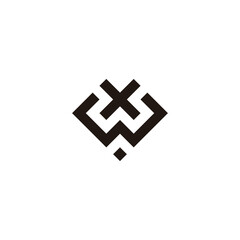 Obraz premium Letter WX heart, square geometric symbol simple logo vector